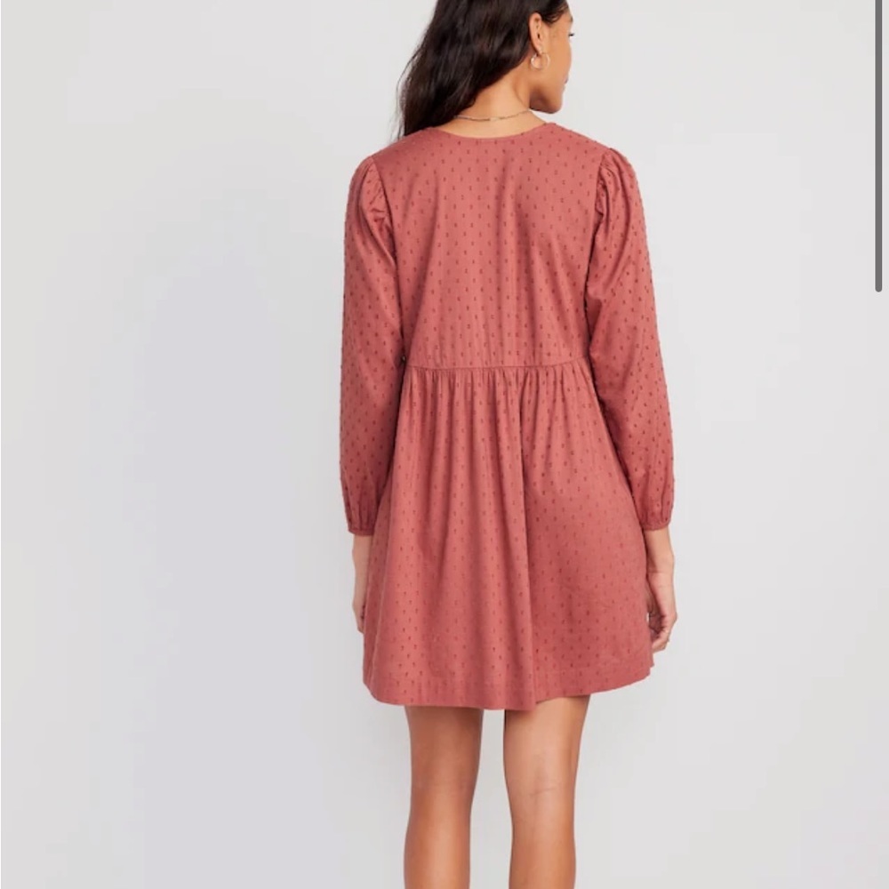 Old Navy Swiss Dot Long Sleeve Unlined V Neck Shift Dress Multiple Sizes - Picture 2 of 12